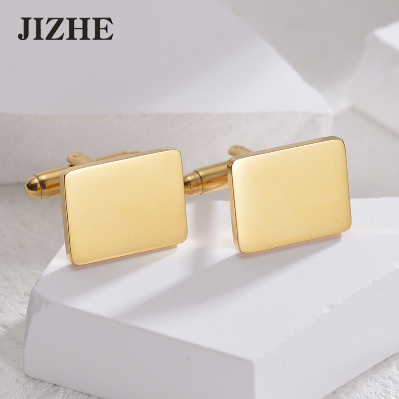 Amazon popular French simple shirt cufflinks smooth rectangular men's stainless steel high fashion cuff nails