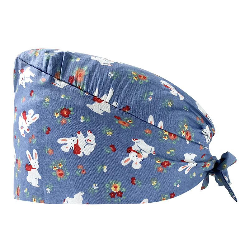 Gorro de Enfermera Coreano Fresco y Lindo, 100% Algodón, Gorro de Médico, Dentista, Estética y Salón de Belleza con Estampado Lindo.
