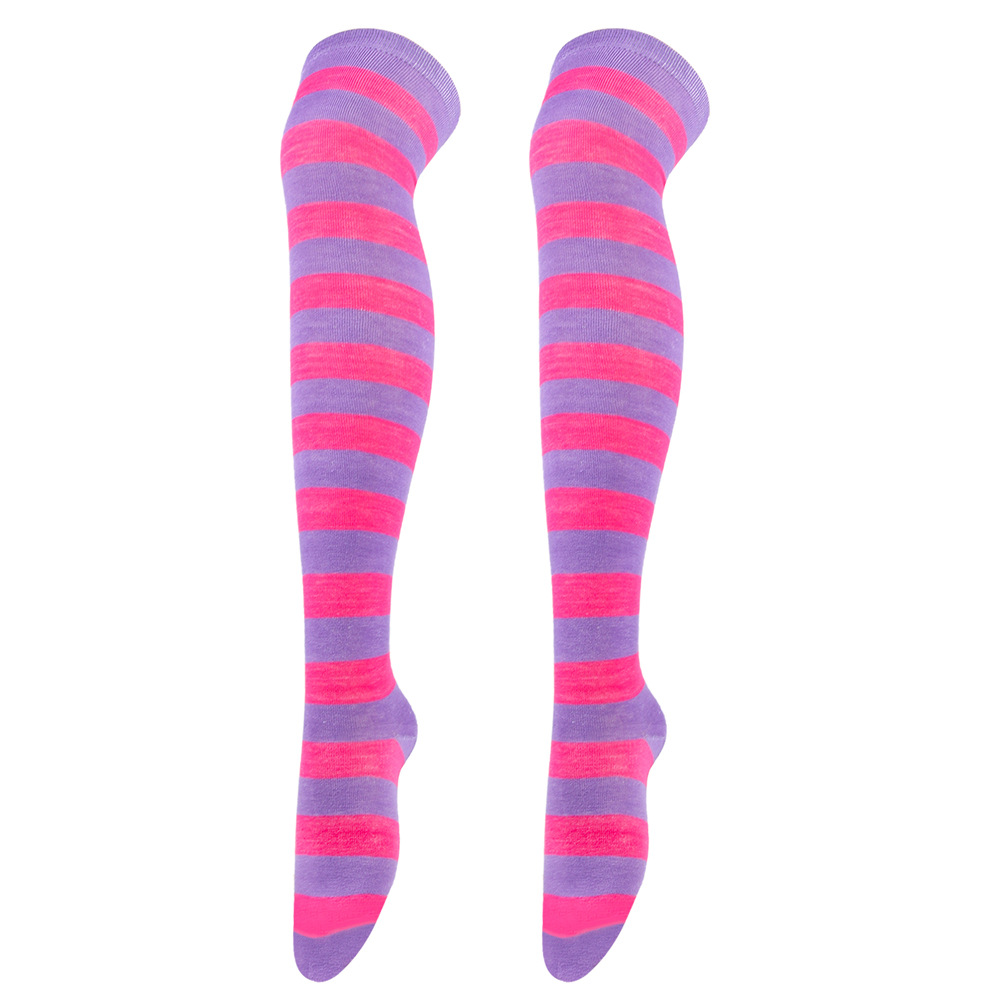 Calze lunghe a righe per donna, calzini sopra il ginocchio, calzini da donna per feste di cosplay anime_voghion.com