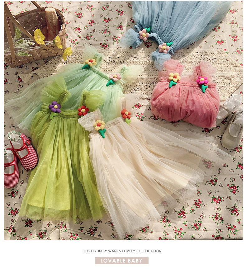 Princess Solid Color Flower Polyester Girls Dresses display picture 6