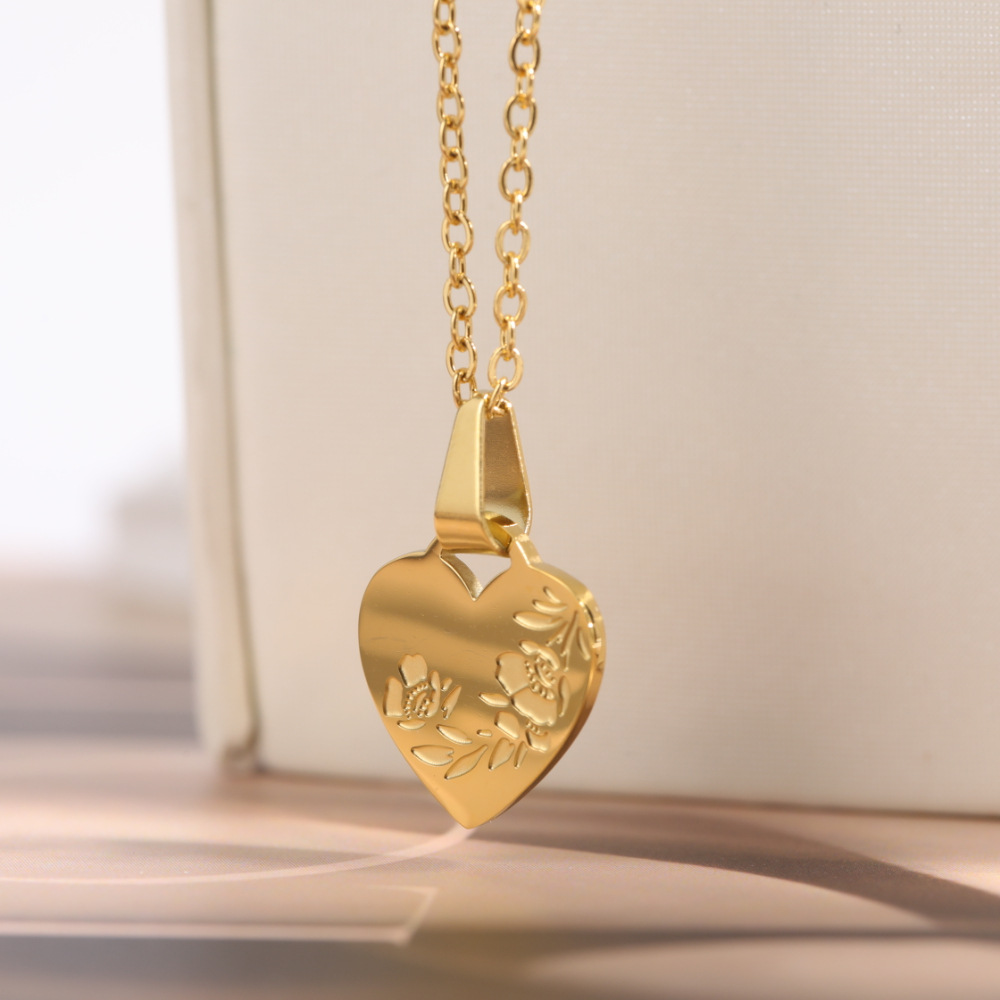 Womenu0027S Fashion Heart Flower Stainless Steel Necklace Gold Plated Stainless Steel Necklaces