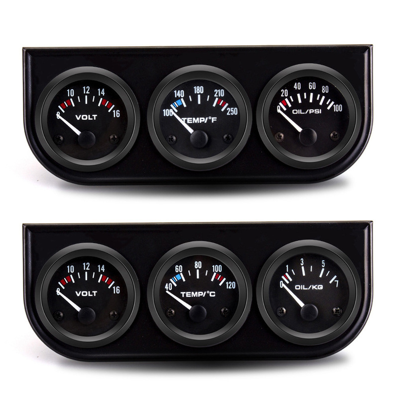 52MM 12V Universal Car Instrument Triple Gauge Water Temperature Gauge Voltage Gauge Oil Pressure Gauge Fahrenheit Celsius 52MM 12V Universal Car Instrument Triple Gauge Water Temperature Gauge Voltage Gauge Oil Pressure Gauge Fahrenheit Celsius