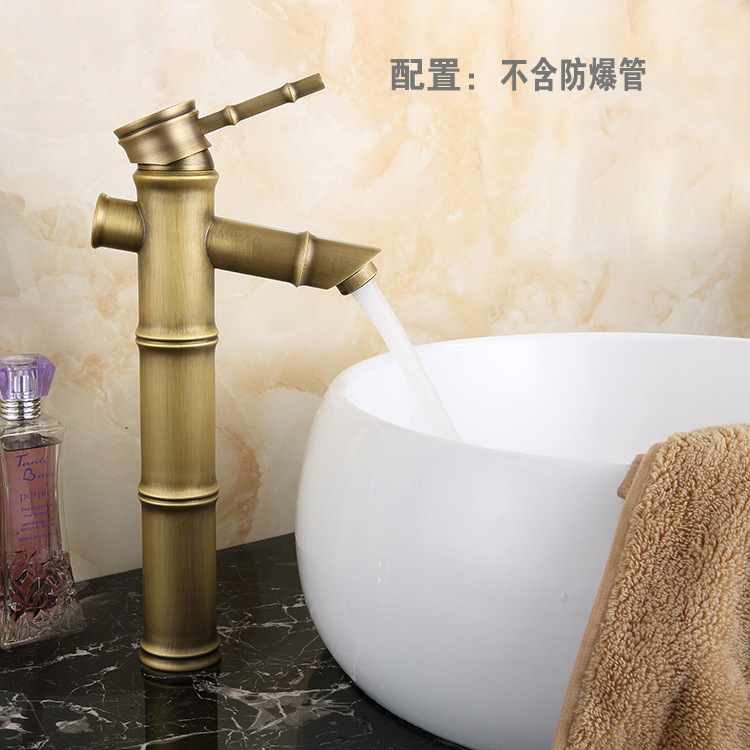 欧式仿古全铜台上盆水龙头竹节面盆水龙头浴室冷热水脸盆水龙头|undefined
