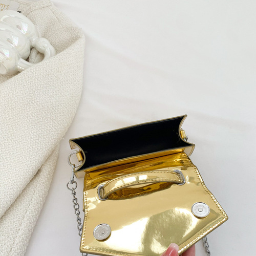 Cross-border bags for women  new style simple and fashionable patent leather shiny hand-held shoulder crossbody bag stone pattern small square bag