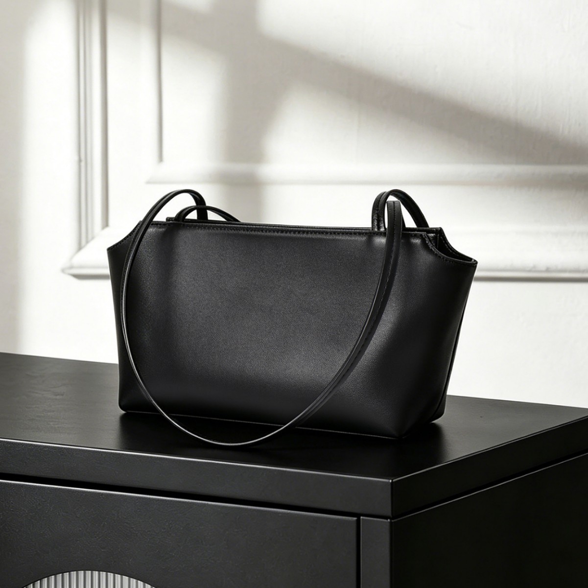 Genuine Leather Baguette Underarm Bag