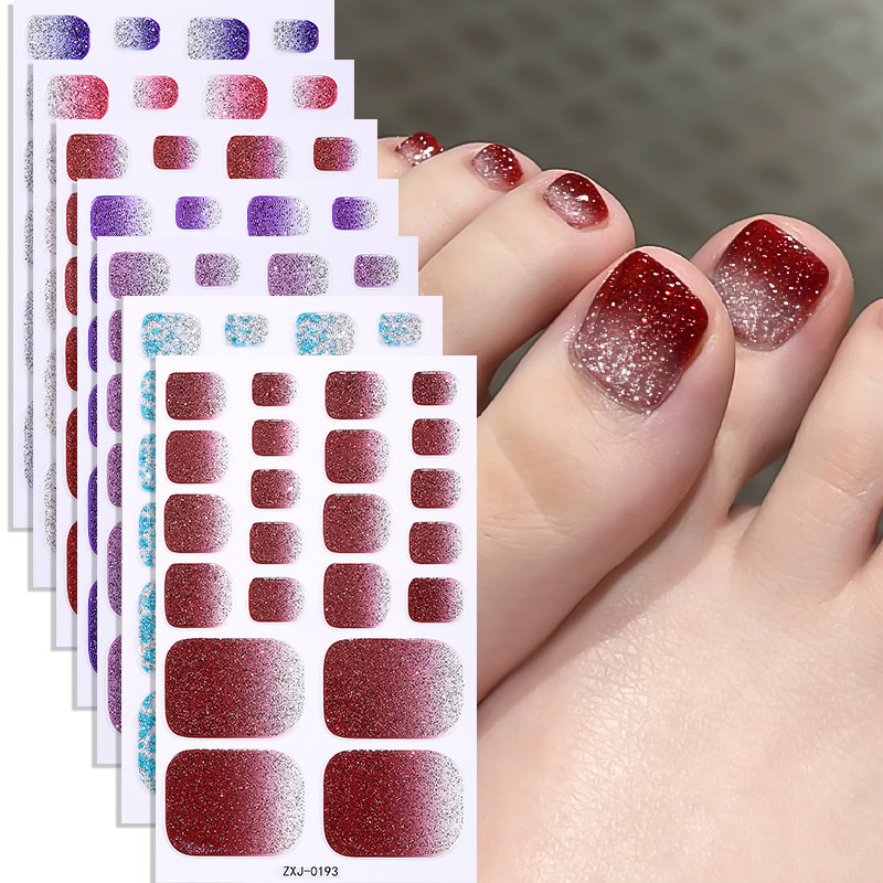 Zhengxiang Summer New Onion Powder Gradient Foot Nail Stickers Girl's Beach Toenail Stickers Cross-border Explosions Manicure Stickers