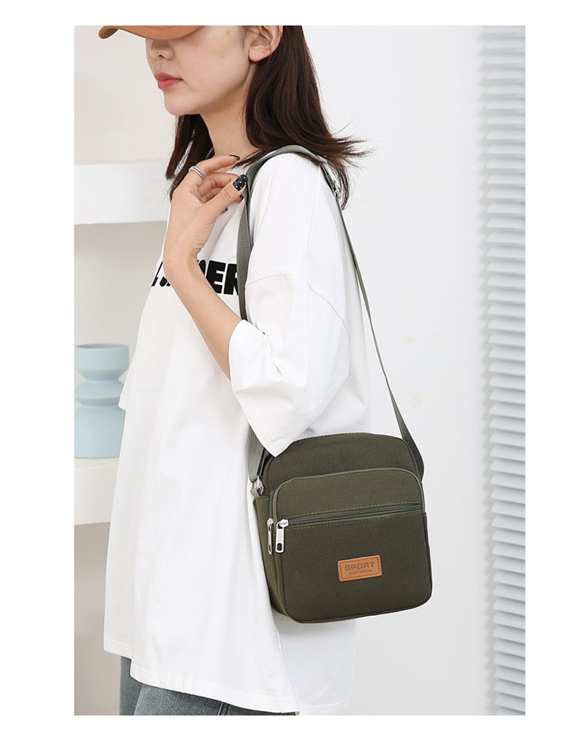 Men's Small Canvas Solid Color Basic Classic Style Zipper Crossbody Bag display picture 9