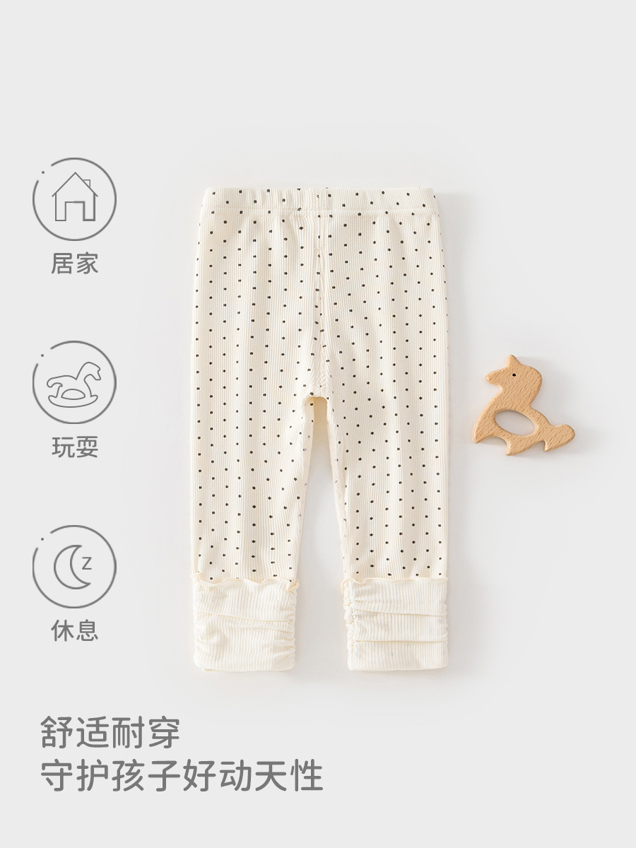 Leggings niñas leggings de primavera bebés leggings niñas leggings niños pantalones dulces ondulados pantalones de agujero universal