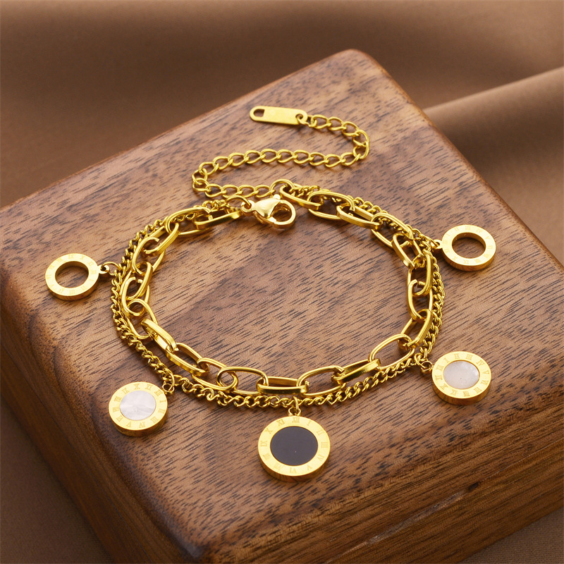 Joyas transfronterizas europeas y americanas Pulsera de acero de titanio de todo fósforo Versión coreana del temperamento bohemio Pulsera de acero de titanio que no se desvanece Joyería femenina