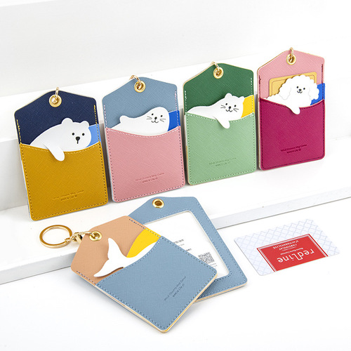Bamenchongshe Hey Cartoon Animal Keychain Creative PU Pendant ID Card Holder Cute Small Gift Wholesale
