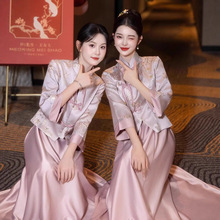 中式伴娘服2025新款春夏款小众高级粉色旗袍姐妹团礼服裙平时可穿