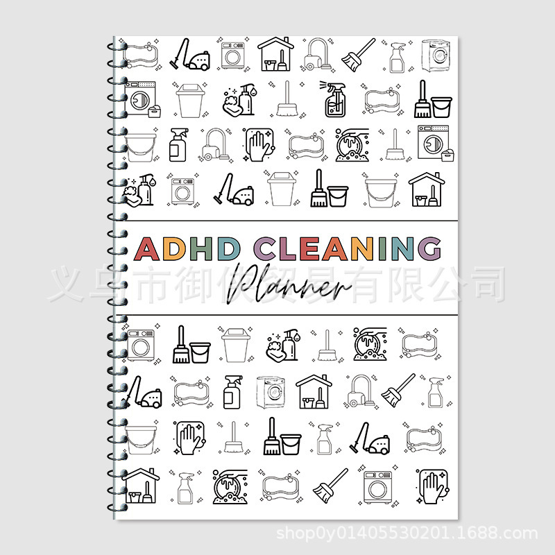 Cross-border new ADHD CLEANING clean English notepad simple painting graffiti style planning book