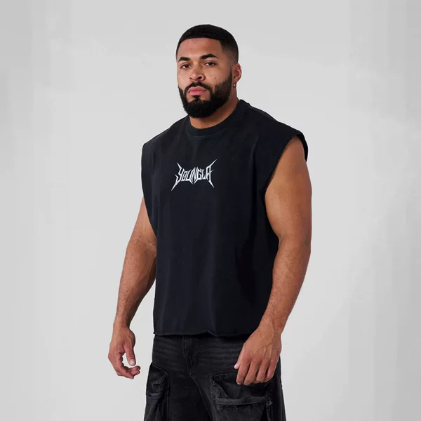 Youngla Summer American Casual Men's Round Neck Sweat-Absorbent Top Sports Fitness Loose Sleeveless Cotton Vest
