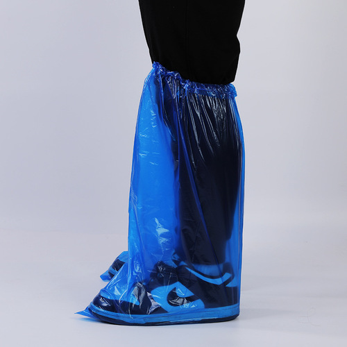 Disposable thickened and lengthened high-tube shoe covers, wear-resistant and waterproof, individually packaged, transparent dark blue long-tube over-the-knee boot covers