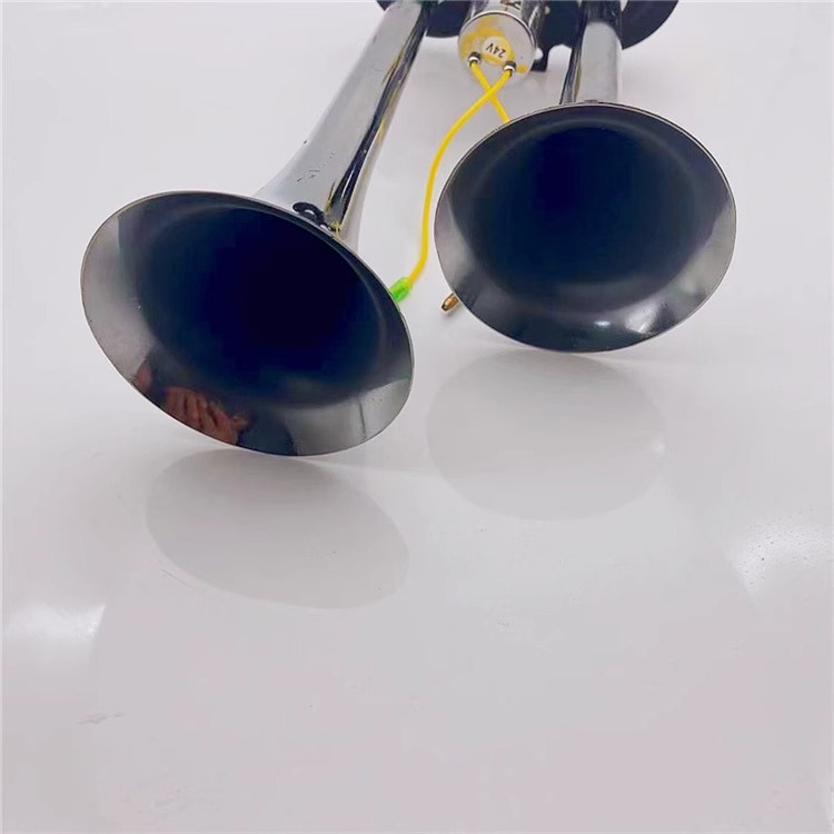 Large Truck 12V24 Volt Electronically Controlled Air Horn Whistle Horn High-Pitched Super Loud Waterproof Metal Double-Tube Universal Whistle