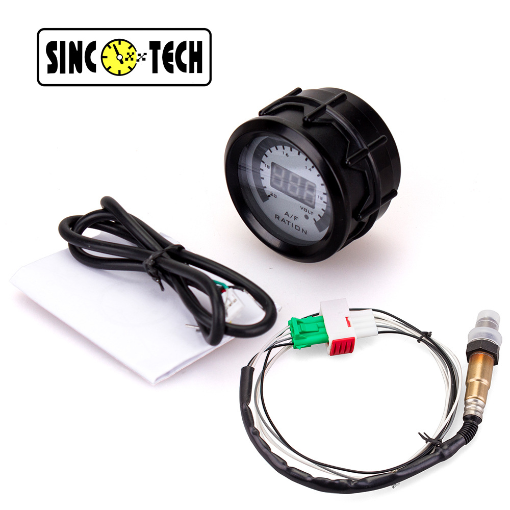 2-Inch 52mm Light Mirror Digital Led Blue Light Air-Fuel Ratio Meter 12V Car Modification Instrument with Oxygen Sensor