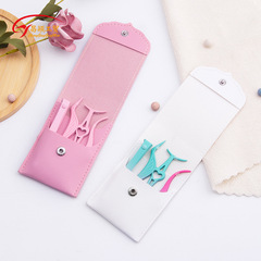 Factory Direct Supply Stainless Steel Beauty Tool Set, Beveled Slant Flat Blade Eyebrow Tweezer, 3/4 Piece Set