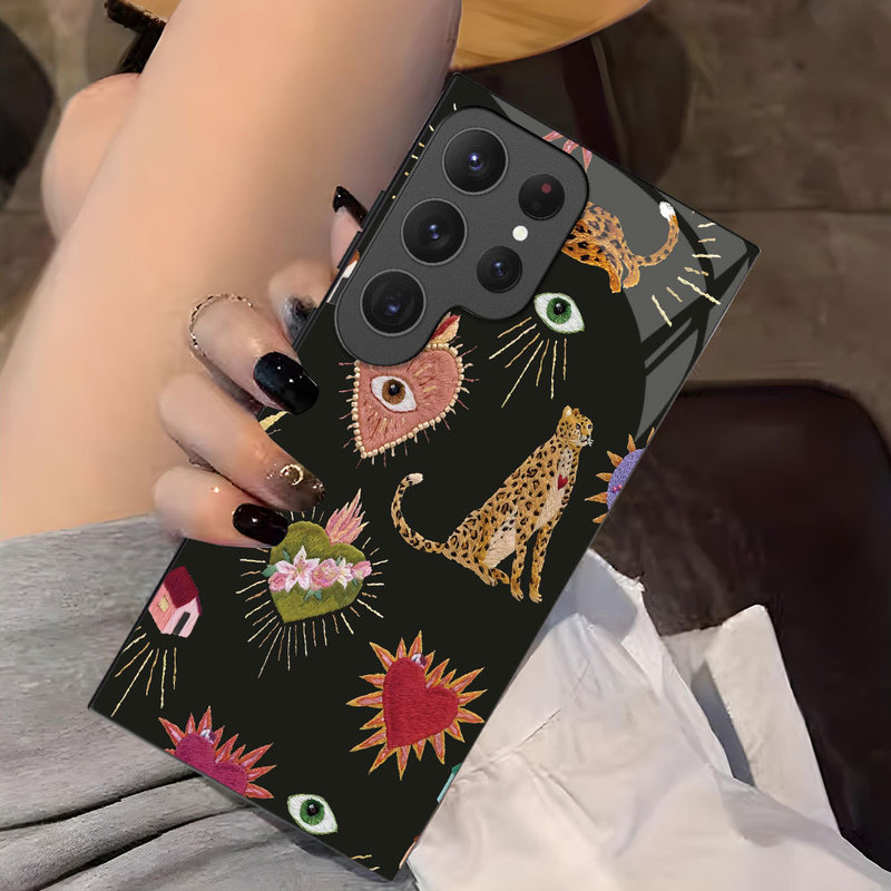 Amazon's Popular Samsung S24Ultra Glass Case Men's S23Fe Mobile Phone Protective Cover Abstract S21 High-End