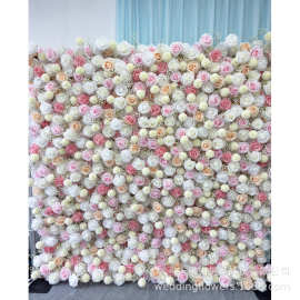 Flower Wall 跨境仿真花墙香槟粉背景墙婚礼活动婚庆定制装饰布置