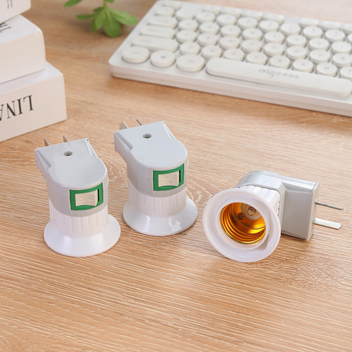 Wholesale pipe rotating lamp holder E27 Luo mouth with switch two plug wall plug lamp holder night lamp holder