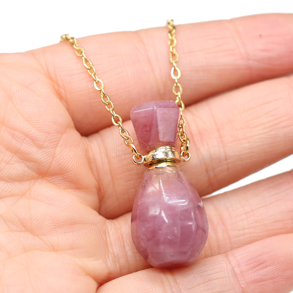 18g Weight Pendant Necklace Classification cable chain Chain Type 1 Piece Quantity Daily Occasion natural stone Material Perfume Bottle Pattern All Seasons Season Unisex Gender Classic Style Style Classic Style Perfume Bottle Natural Stone Cable Chain Pendant Necklace In Bulk 29