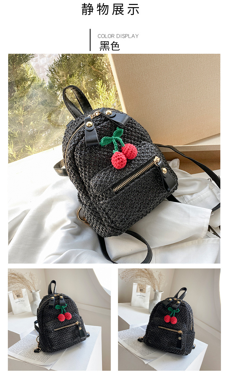 Fashion Cherry Straw Backpack Wholesale display picture 13