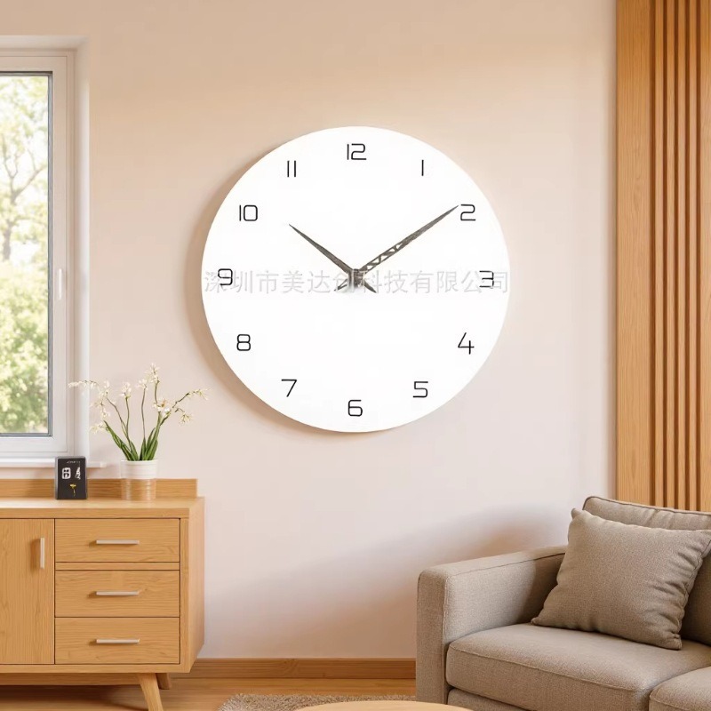Cross-Border Nordic Wooden Round Wall Clock European Creative Quartz Clock Home Decoration Silent Living Room Wall Clock