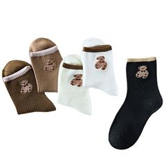 Wholesale bear cartoon socks for women in autumn and winter, sweat-absorbent and breathable mid-calf socks, cute ins style student sports socks