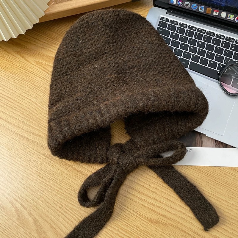 帽子女性の冬のかわいいクマの耳ぬいぐるみ帽子暖かい耳保護帽子プラスベルベット防風ウールボール帽子冬の新スタイル