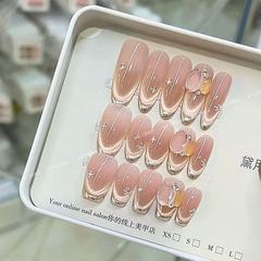 奈姿 纯手工穿戴甲秋冬新款银河失陷手绘法式气质猫眼款美甲贴片