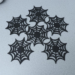 クロスボーダー新型ハロウィーン蜘蛛の巣コースターフェルト布断熱マットパーティー装飾道具家庭用透かし彫りコースター