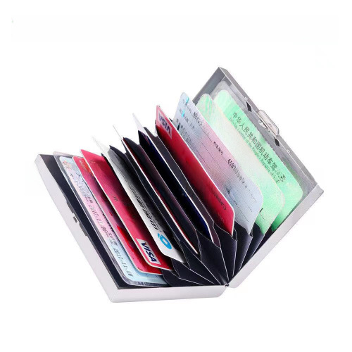 Ultra-thin anti-theft anti-degaussing metal card holder shielded flash pass credit card holder for men and women bank card driver's license