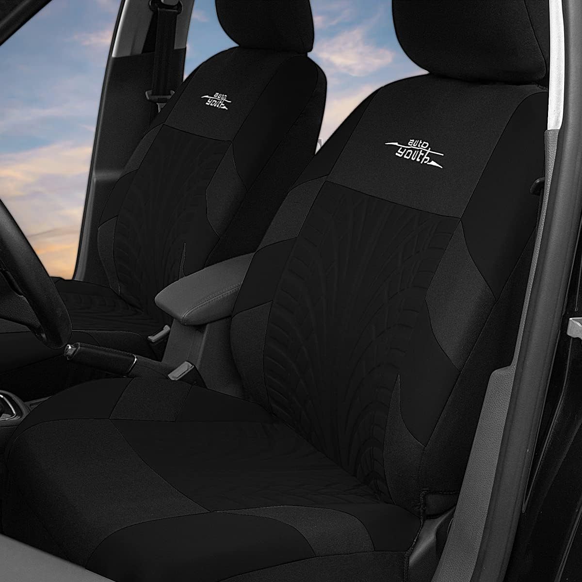 Universal Five-Seater Comfortable Polyester Fiber Car Seat Cover with Letter Embroidery, Press-Stitched Style, Russian Foreign Trade Export