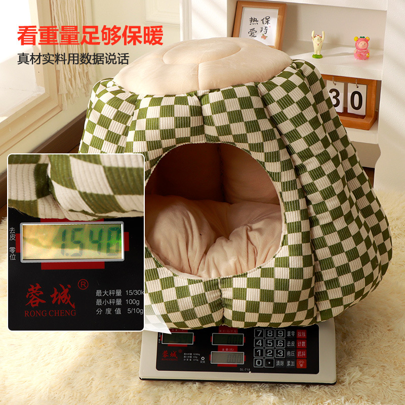 Cosa para gatos al por mayor, cálida en invierno, cama para gatos semicerrada, cama para gatos, casa para perros, casa para gatos, nido para gatos, suministros para mascotas