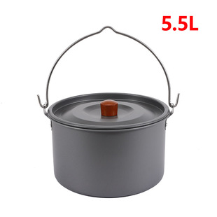 Outdoor Campfire Camping Hanging Pot Portable Aluminum Alloy Camping Pot for 4-6 People Picnic Pot Marching Pot Camp Pot 5.5L