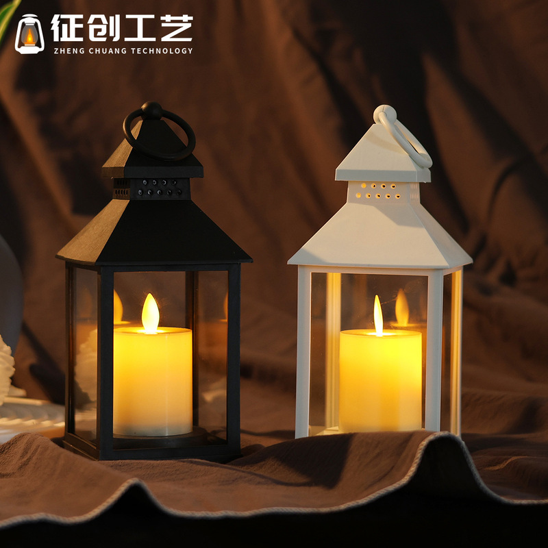 Cross-border wind lamp small lantern candlestick retro romantic electronic candle lamp Christmas night light Halloween lantern