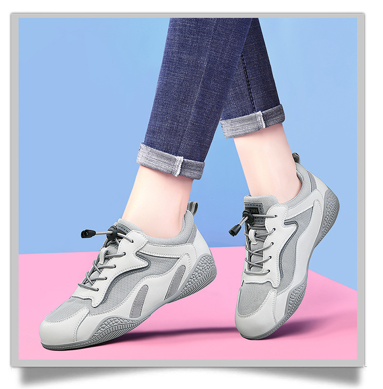 Giày sneaker nữ da thật đế mềm lưới thoáng khí dáng thể thao nhẹ xuân hè 2024 — Xám be 58231 LJ, Màu đen 58231 LJ, Màu hồng 58219 LJ, DH 58278-1 gót trắng cao 3cm mẫu thoáng khí mùa hè chi tiết 12