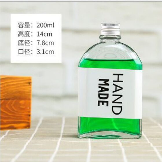 250ml inclined shoulder glass small wine bottle milk tea cold extract coffee beverage glass logo beverage bottle fruit wine bottle