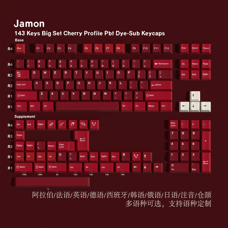 Original Factory-Made Ham Keycaps with German, French, Spanish, Korean, Japanese Phonetic Notation, Cangjie, Baku, Portuguese, Gmk Replica, Five-Sided Heat Sublimation
