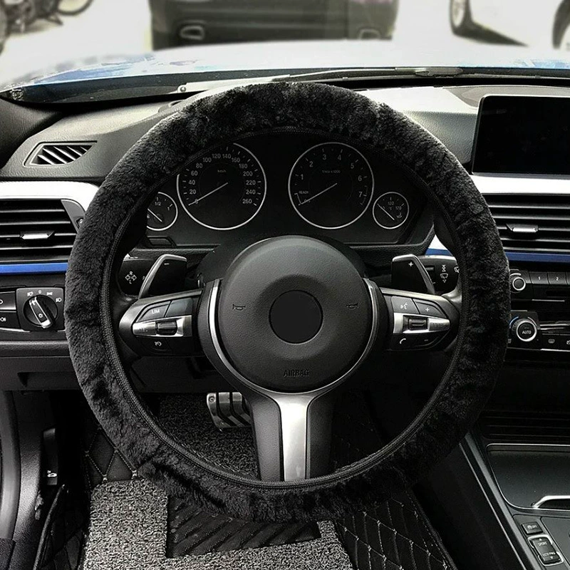 Автомобильные принадлежности Плюшевый чехол для рулевого колеса Автомобильный ручка Симпатичные автомобильные украшения Зимний чехол для рулевого колеса универсальный четыре сезона