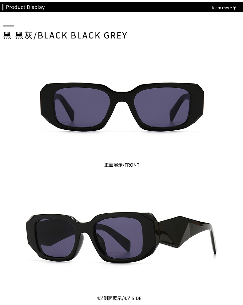 New Style Modern Solid Color Retro Square Frame Narrow Sunglasses display picture 1