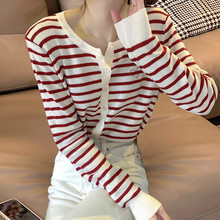 2025针织衫女装条纹撞色毛衣简约温柔毛衫加工定制百搭撞色设计