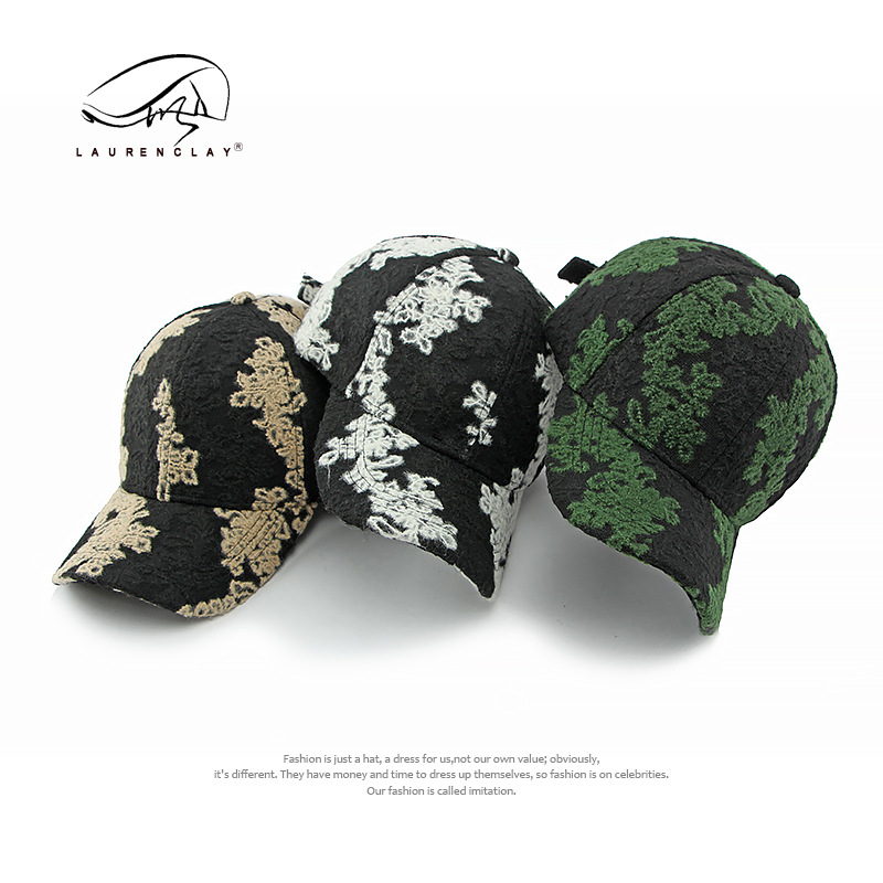 Estilo étnico personalizado jacquard Tapa dura gorra de béisbol de las mujeres otoño e invierno nuevo sombrero de las mujeres retro borde curvo casquillo enarbolado estilo coreano