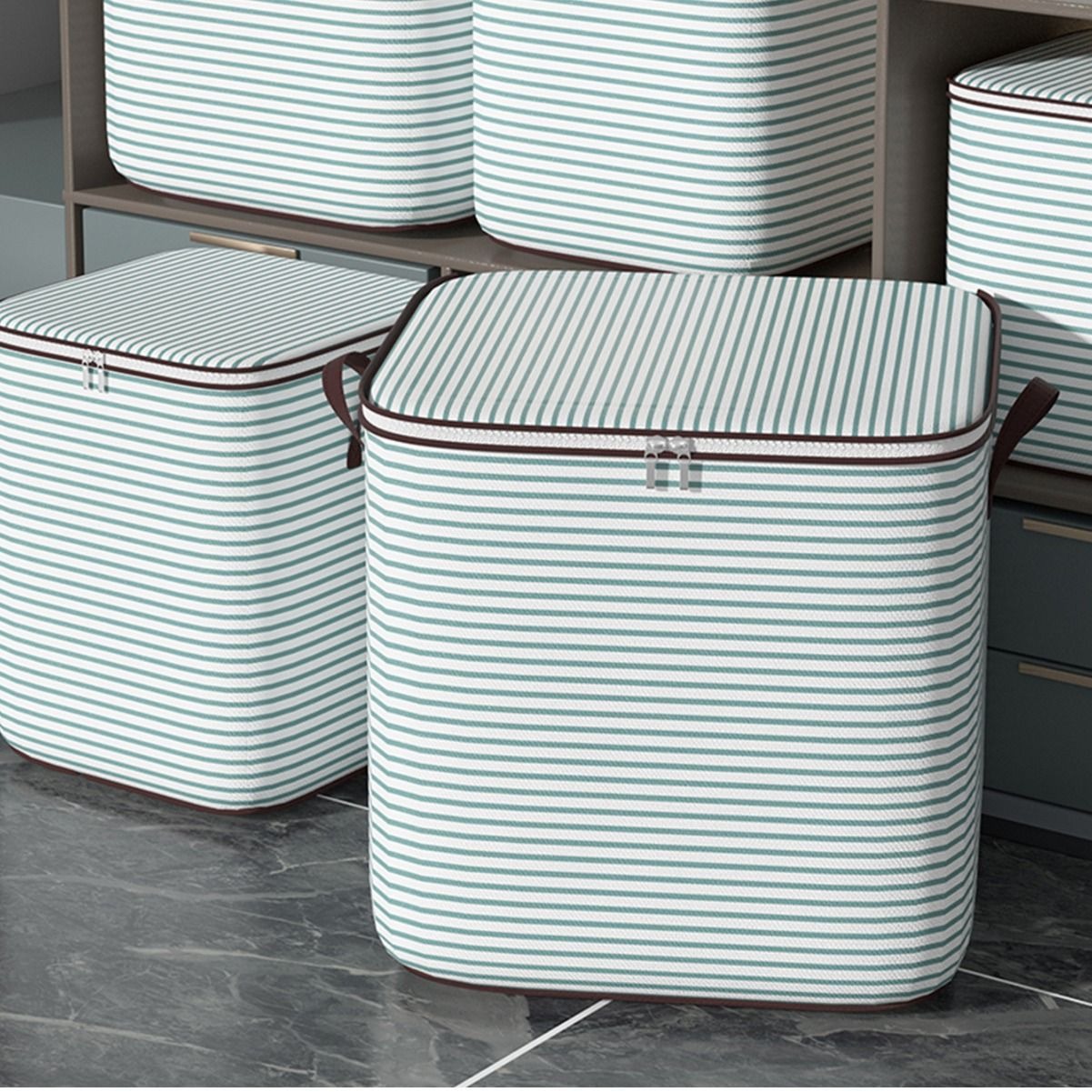 Bolsa de almacenamiento de flecha gris transfronteriza, bolsa de almacenamiento de ropa y edredón, bolsa móvil no tejida, almacenamiento de edredón para dormitorio de gran capacidad