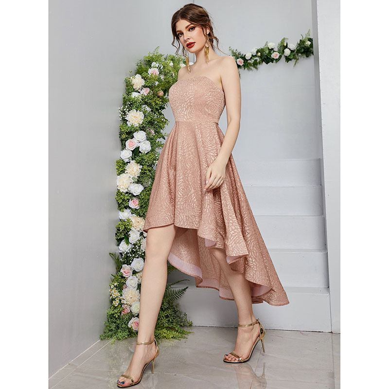 Vestido de noche estilo nuevo sin tirantes, corto por delante y largo por detrás, para fiesta de Navidad o ceremonia de mayoría de edad, venta directa de fábrica. image 5