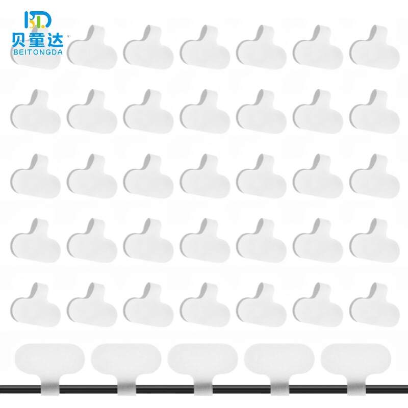 New Cross-Border Hot-Selling Data Cable Label Velcro 40-Pack Self-Adhesive Nylon Writing Hook and Loop Label Stickers in Stock