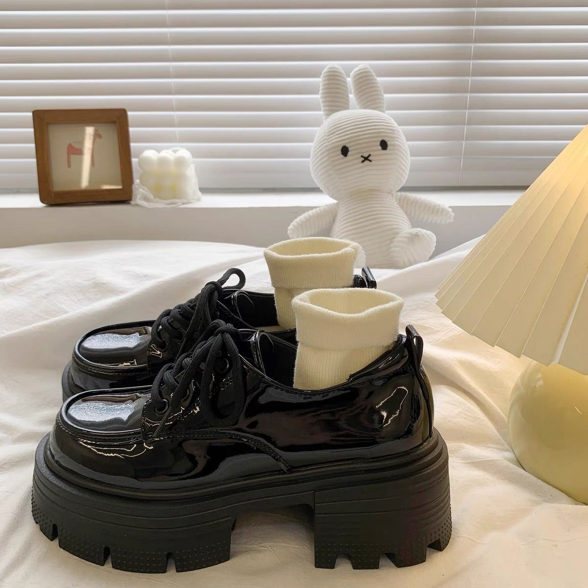 Modas mary-zhen verano zapatos de cuero mujeres estilo británico 2024 nuevos zapatos lefour cordones negros zapatos de sola gruesa