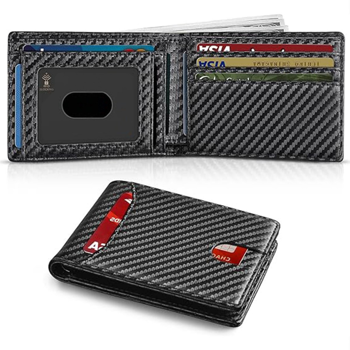 Amazon's Best-Selling Men's Wallet with 11 Card Slots, Carbon Fiber Pattern Wallet, Large Capacity 80% off Wallet for Credit Cards