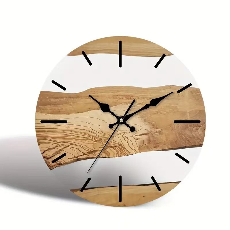 Nordic simple reloj de pared acrílico textura de grano de madera reloj salón decorativo reloj de pared de moda reloj mudo