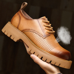 Men's Summer Low-Top Big-Headed Dr. Martens Boots: Casual Workwear Shoes, Trendy British-Style Thick-Soled Hollowed-Out Thin-Layer Cowhide Footwear